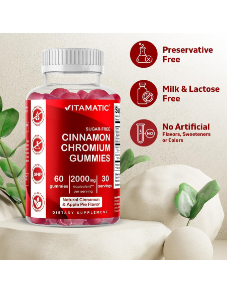 Gomitas Veganas de Cromo Vitamatic con Canela 60 Unidades Gomitas Veganas de Cromo Vitamatic con Canela 60 Unidades