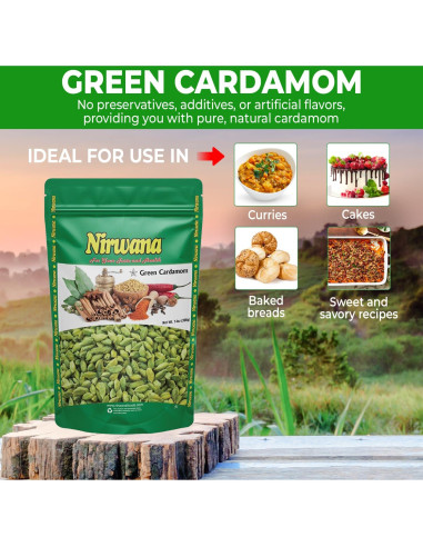 Vainas de Cardamomo Verde Premium Nirwana 396g - Especias Aromáticas