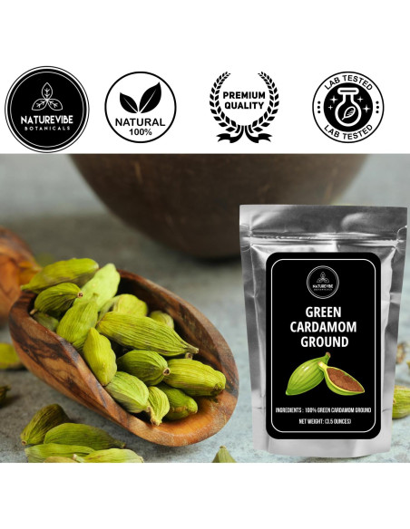 Cardamomo Verde Molido Naturevibe Botanicals 99g Sin OGM Cardamomo Verde Molido Naturevibe Botanicals 99g Sin OGM