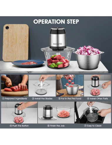Procesador de Alimentos DEVINC AMJ-102 2 Tazones 8 Tazas