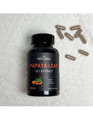 Cápsulas de Extracto de Hoja de Papaya NatureBulk - 120 Veganas