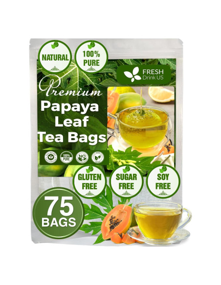 Té de Hojas de Papaya FreshDrinkUS 75 Bolsitas 100% Natural Té de Hojas de Papaya FreshDrinkUS 75 Bolsitas 100% Natural
