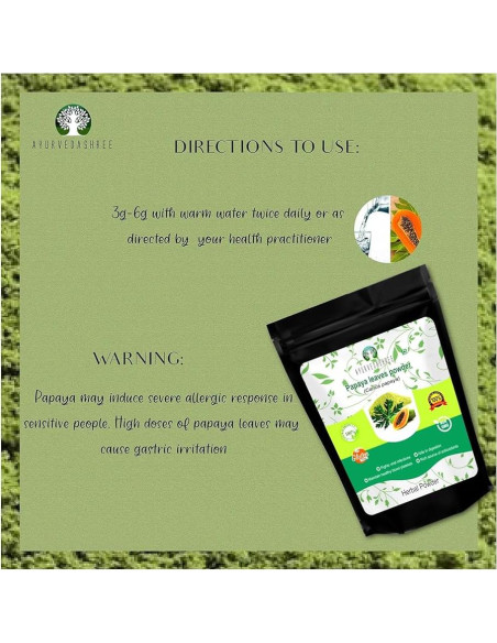 Polvo de Hoja de Papaya AYURVEDASHREE 50 g - Antioxidante Polvo de Hoja de Papaya AYURVEDASHREE 50 g - Antioxidante