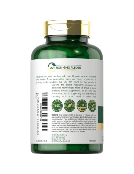 Cápsulas de Musgo Marino Irlandés Carlyle 2250mg 150 Unidades Cápsulas de Musgo Marino Irlandés Carlyle 2250mg 150 Unidades