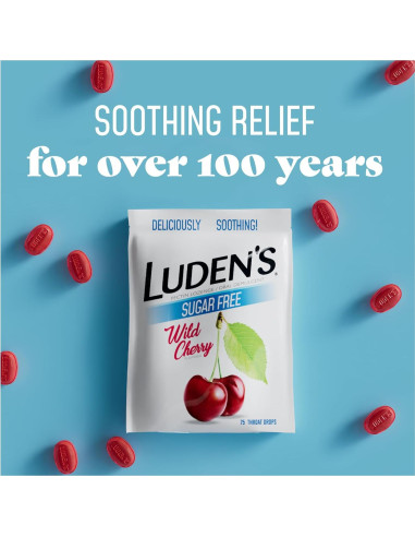 Caramelos para la Garganta Luden's Sin Azúcar Cereza Silvestre 75 Unidades