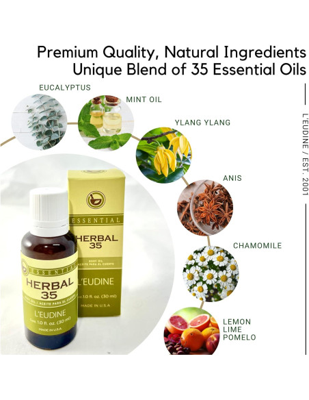 Aceite Esencial Herbal 35 L'EUDINE - Eucalipto y Menta 3x29.57ml Aceite Esencial Herbal 35 L'EUDINE - Eucalipto y Menta 3x29.57ml