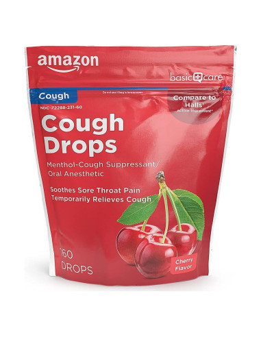 Caramelos para la Tos de Cereza Amazon Basic Care 160 unidades