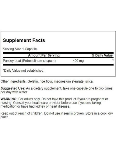 Extracto de Hoja de Perejil Swanson 400mg - 60 Cápsulas