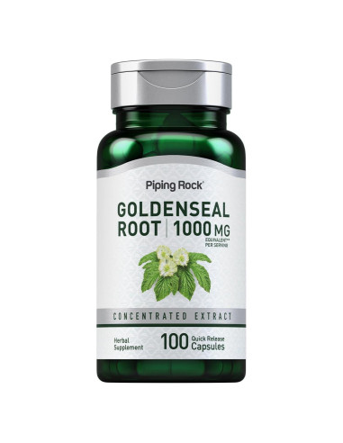 Cápsulas de Goldenseal Piping Rock 1000mg 100 Unidades Sin OGM