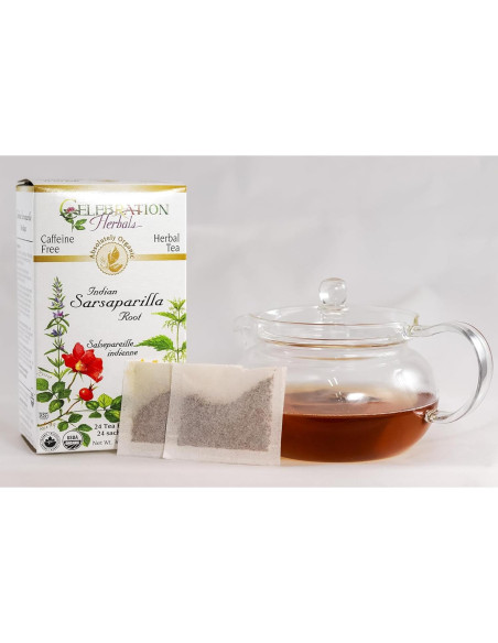 Té de raíz de sarsaparilla orgánico Celebration Herbals 24 bolsas Té de raíz de sarsaparilla orgánico Celebration Herbals 24 bolsas