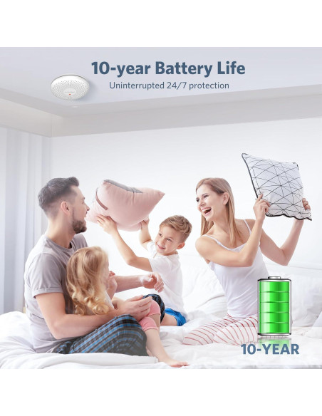 Detector de Humo y Monóxido de Carbono HATHEPHS 10 Años