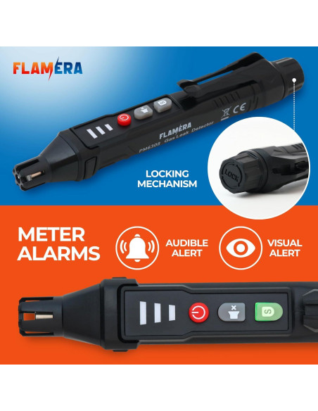 Detector de Fugas de Gas Flamera Portátil con Alarma Visual y Auditiva Detector de Fugas de Gas Flamera Portátil con Alarma Visual y Auditiva