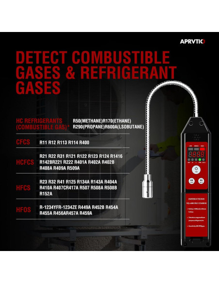 Detector de Fugas de Refrigerante Aprvtio WJL-6000PRO 1800mAh Detector de Fugas de Refrigerante Aprvtio WJL-6000PRO 1800mAh