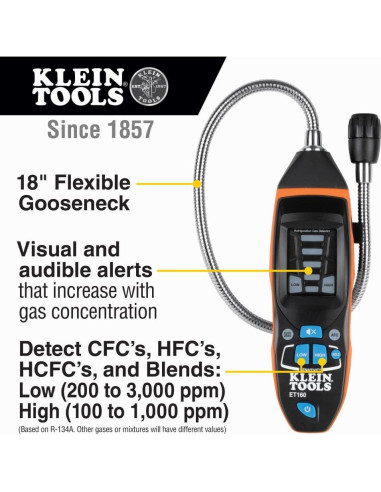 Detector de Fugas de Gas Refrigerante Klein Tools ET160, 100-3000 PPM