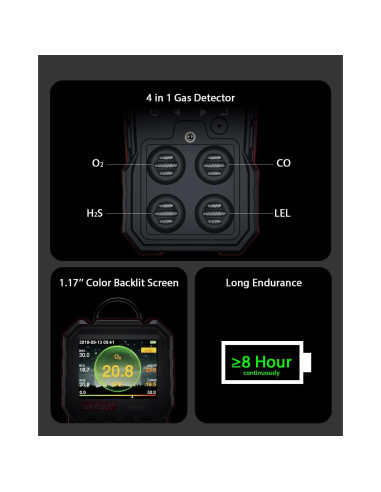 Detector de Fugas de Gas Wintact WT8811 4 en 1 Preciso