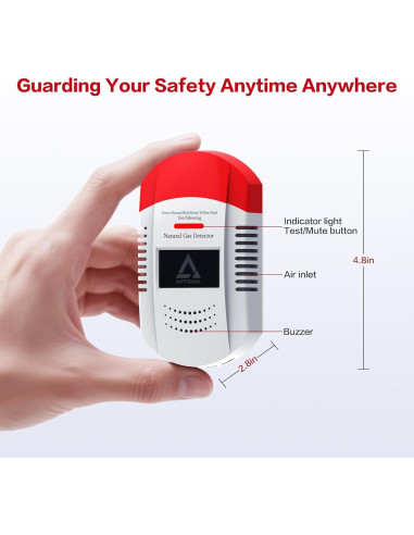 Detector de Gas Natural AOTIQUAL 203 - Alarma Portátil LED
