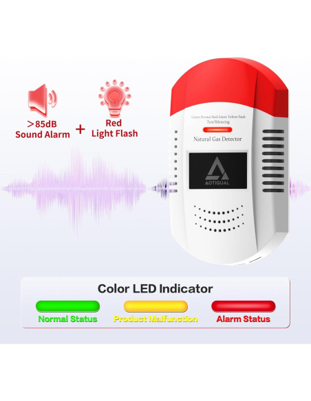 Detector de Gas Natural AOTIQUAL 203 - Alarma Portátil LED Detector de Gas Natural AOTIQUAL 203 - Alarma Portátil LED