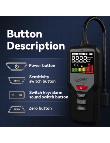 Detector de Fugas de Gas Portátil MOESAPU BH-100-D con Alarma