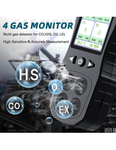 Detector de Gas Multi Gas ZYKYCX ZY-G4 4 en 1 Recargable 2