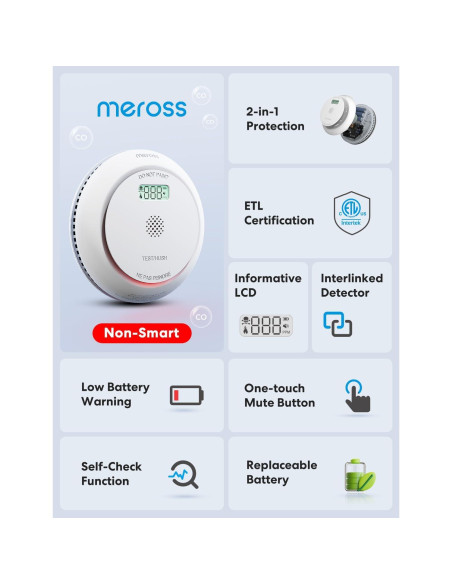 Alarma de Humo y Monóxido de Carbono Meross MA300 10 Años Alarma de Humo y Monóxido de Carbono Meross MA300 10 Años