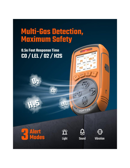 Detector de Gas 4 en 1 TOPTES Guard-863Pro Naranja Detector de Gas 4 en 1 TOPTES Guard-863Pro Naranja