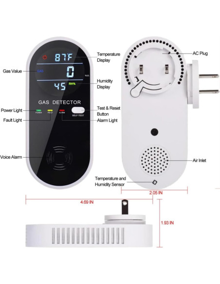 Detector de Gas Natural 3-en-1 CHENGHEM con Pantalla LCD Detector de Gas Natural 3-en-1 CHENGHEM con Pantalla LCD