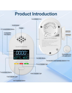 Detector de Fugas de Gas Natural y Monóxido de Carbono Bestechy XY-CTW01 2