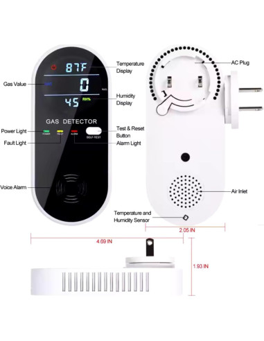 Detector de Gas Natural 3-en-1 Genérico KH107 con LCD