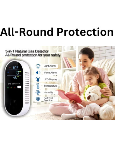 Detector de Gas Natural 3-en-1 Genérico KH107 con LCD