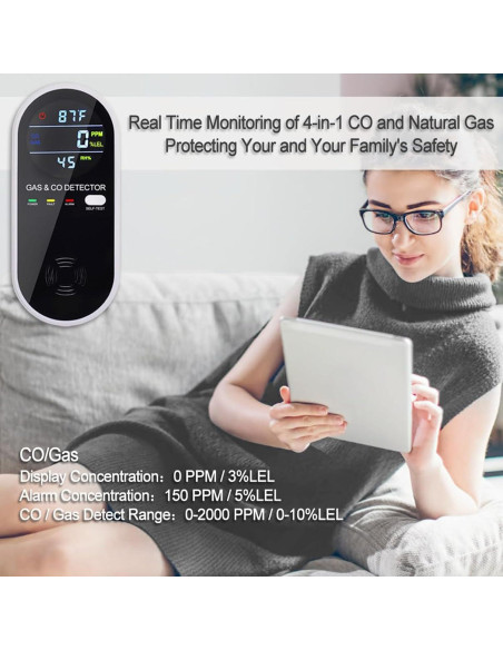 Detector de Gas y Monóxido de Carbono 4-en-1 FLUNGSKY 2 Paquetes Detector de Gas y Monóxido de Carbono 4-en-1 FLUNGSKY 2 Paquetes