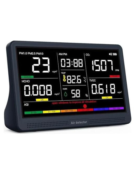 Monitor de Calidad del Aire AQItech 16 en 1 con Alarmas Sonoras