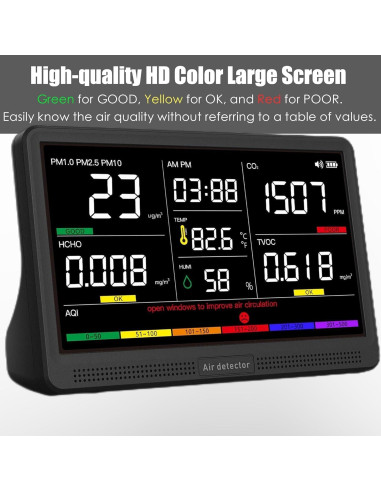 Monitor de Calidad del Aire AQItech 16 en 1 con Alarmas Sonoras