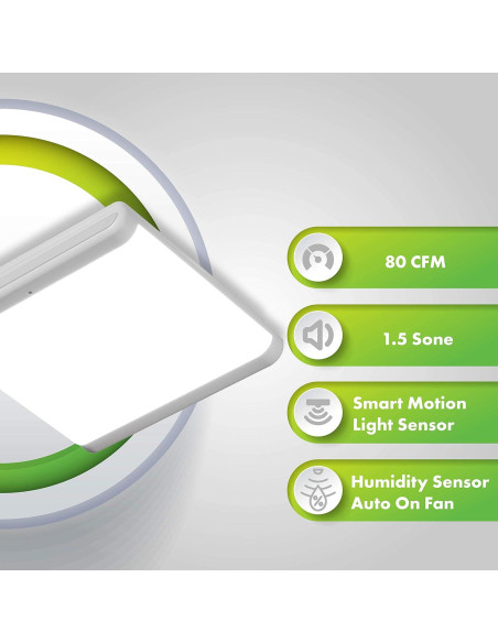 Ventilador de Baño Homewerks 7146-80-MS con Luz LED 80 CFM Ventilador de Baño Homewerks 7146-80-MS con Luz LED 80 CFM
