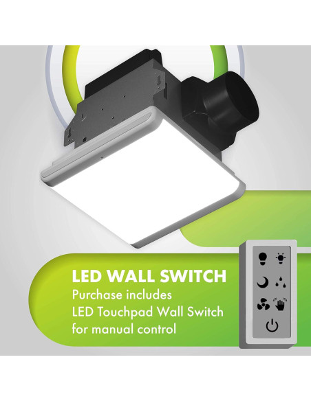 Ventilador de Baño Homewerks 7146-80-MS con Luz LED 80 CFM Ventilador de Baño Homewerks 7146-80-MS con Luz LED 80 CFM