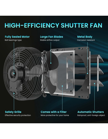 Ventilador de Escape HG Power 10" Bajo Ruido 647 CFM Negro Ventilador de Escape HG Power 10" Bajo Ruido 647 CFM Negro