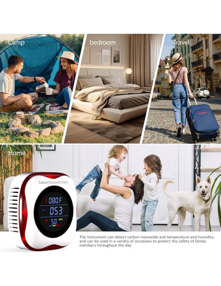 Detector de Monóxido de Carbono TEYUAN 3 en 1 con Pantalla LCD