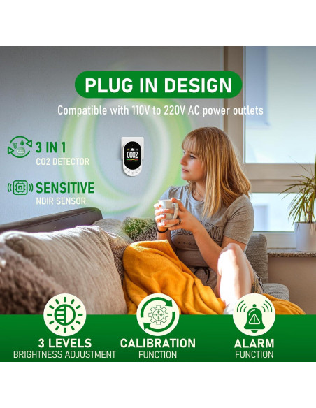 Detector de CO2 LSENLTY 3 en 1 con Alarma y Calibración Detector de CO2 LSENLTY 3 en 1 con Alarma y Calibración