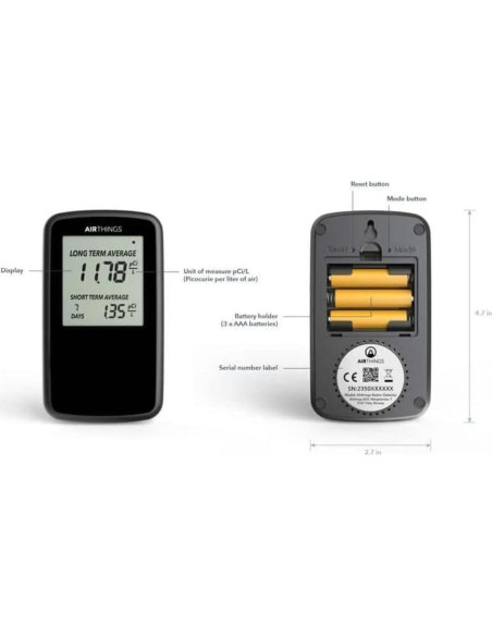 Detector de Radón Digital Airthings Corentium con Pantalla LCD Detector de Radón Digital Airthings Corentium con Pantalla LCD