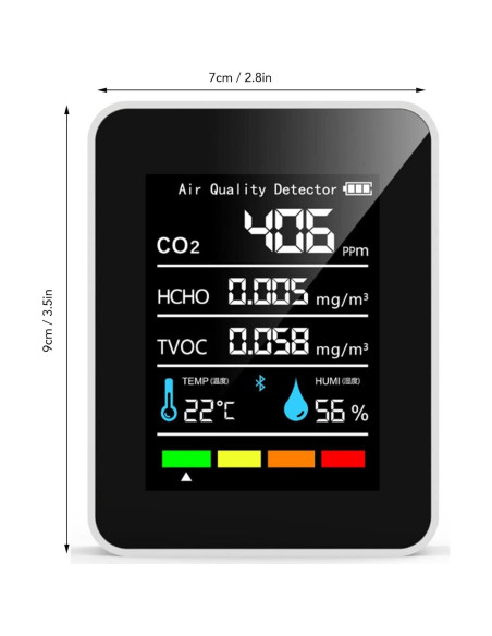 Monitor de Calidad del Aire Walfront 5 en 1 CO2 HCHO TVOC Monitor de Calidad del Aire Walfront 5 en 1 CO2 HCHO TVOC