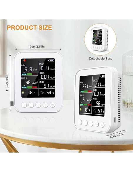 Monitor de Calidad del Aire Interior BRW-WHITE 7 en 1 Portátil Monitor de Calidad del Aire Interior BRW-WHITE 7 en 1 Portátil