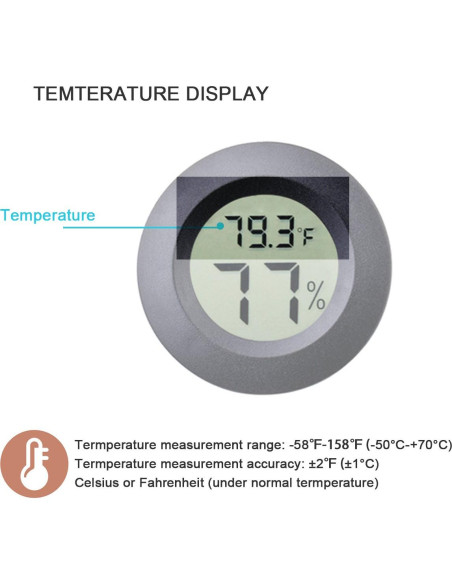 Paquete de 2 Higrómetros Termómetros Digitales Veanic Mini LCD Paquete de 2 Higrómetros Termómetros Digitales Veanic Mini LCD