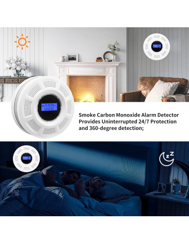 Detector de Humo y Monóxido de Carbono GiiHoo JKD-541COM 2 en 1
