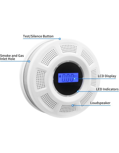 Detector de Humo y Monóxido de Carbono GiiHoo JKD-541COM 2 en 1
