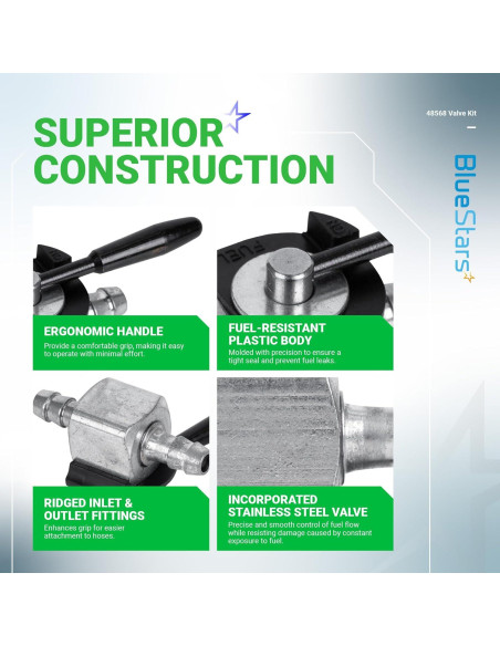 Válvula de Corte de Combustible BlueStars 48568 1/4" para Cortacésped Válvula de Corte de Combustible BlueStars 48568 1/4" para Cortacésped
