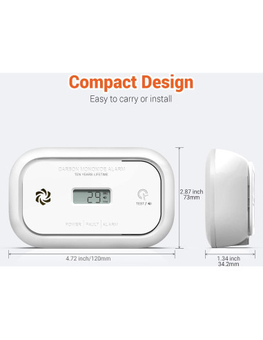 Detector de Monóxido de Carbono Jemay GS811-A con Pantalla LCD
