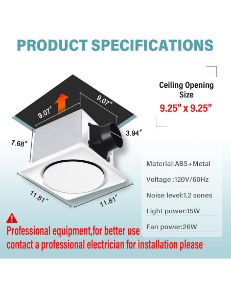 Ventilador Extractor de Baño Novelux con Luz LED 1500lm Ventilador Extractor de Baño Novelux con Luz LED 1500lm