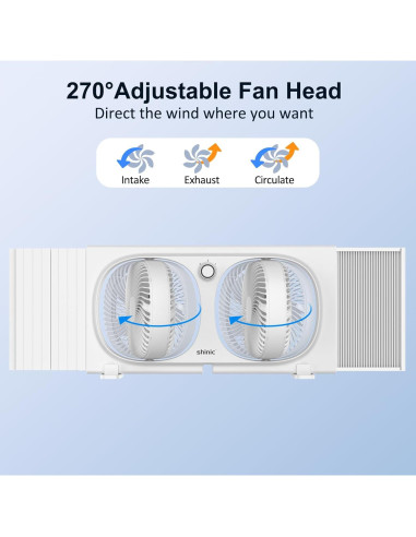 Ventilador de Ventana Doble Shinic WD18-9 70W 22.86cm Beige