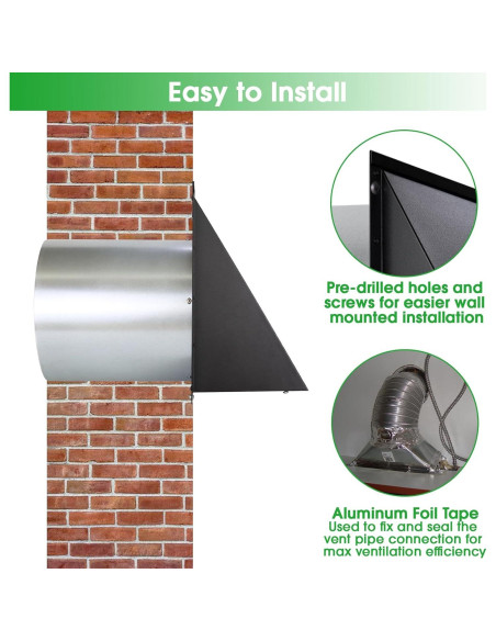 Cubierta de Ventilación de Pared JYINCPED 15.24 cm Negra Cubierta de Ventilación de Pared JYINCPED 15.24 cm Negra
