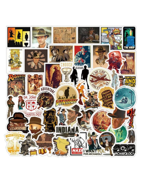Pack de 51 Stickers Indiana Jones | Vinilo Impermeable Pack de 51 Stickers Indiana Jones | Vinilo Impermeable