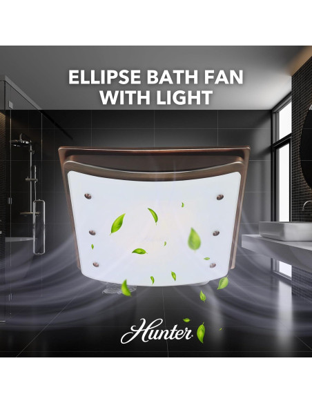 Ventilador de Baño Hunter Ellipse 100 CFM con Luz - Bronce Imperial Ventilador de Baño Hunter Ellipse 100 CFM con Luz - Bronce Imperial